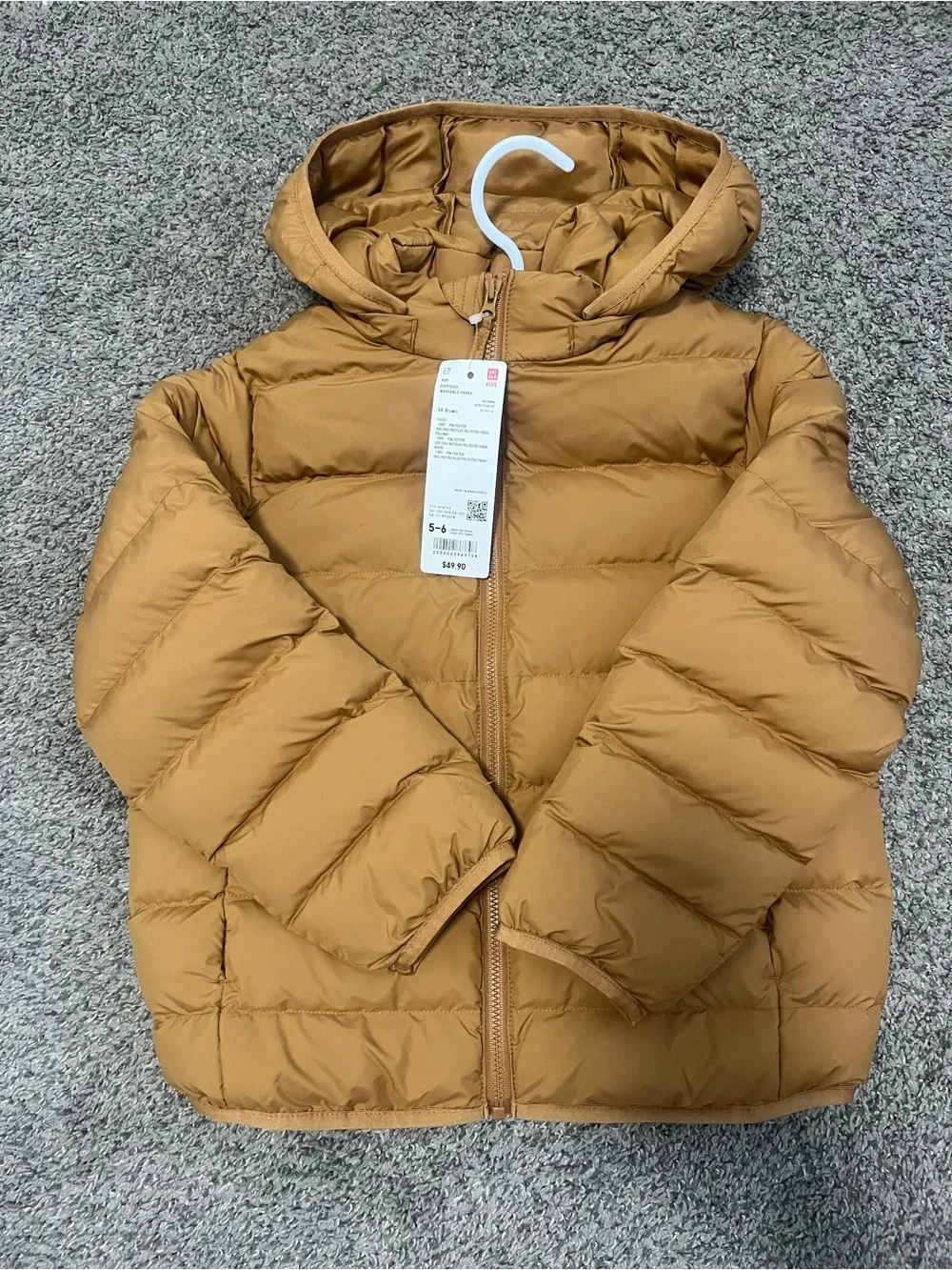Uniqlo Kids Hooded Puffer Jacket - Mustard Brown